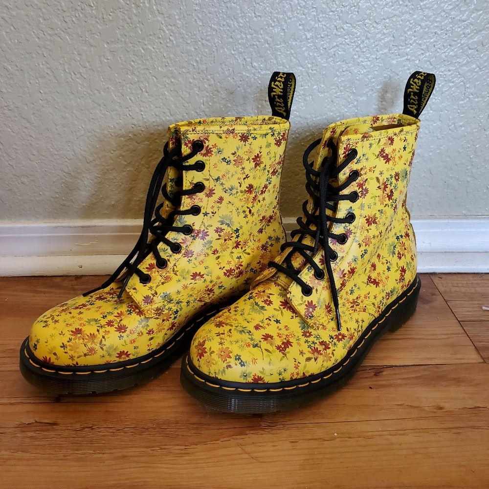 Vintage yellow floral doc martens